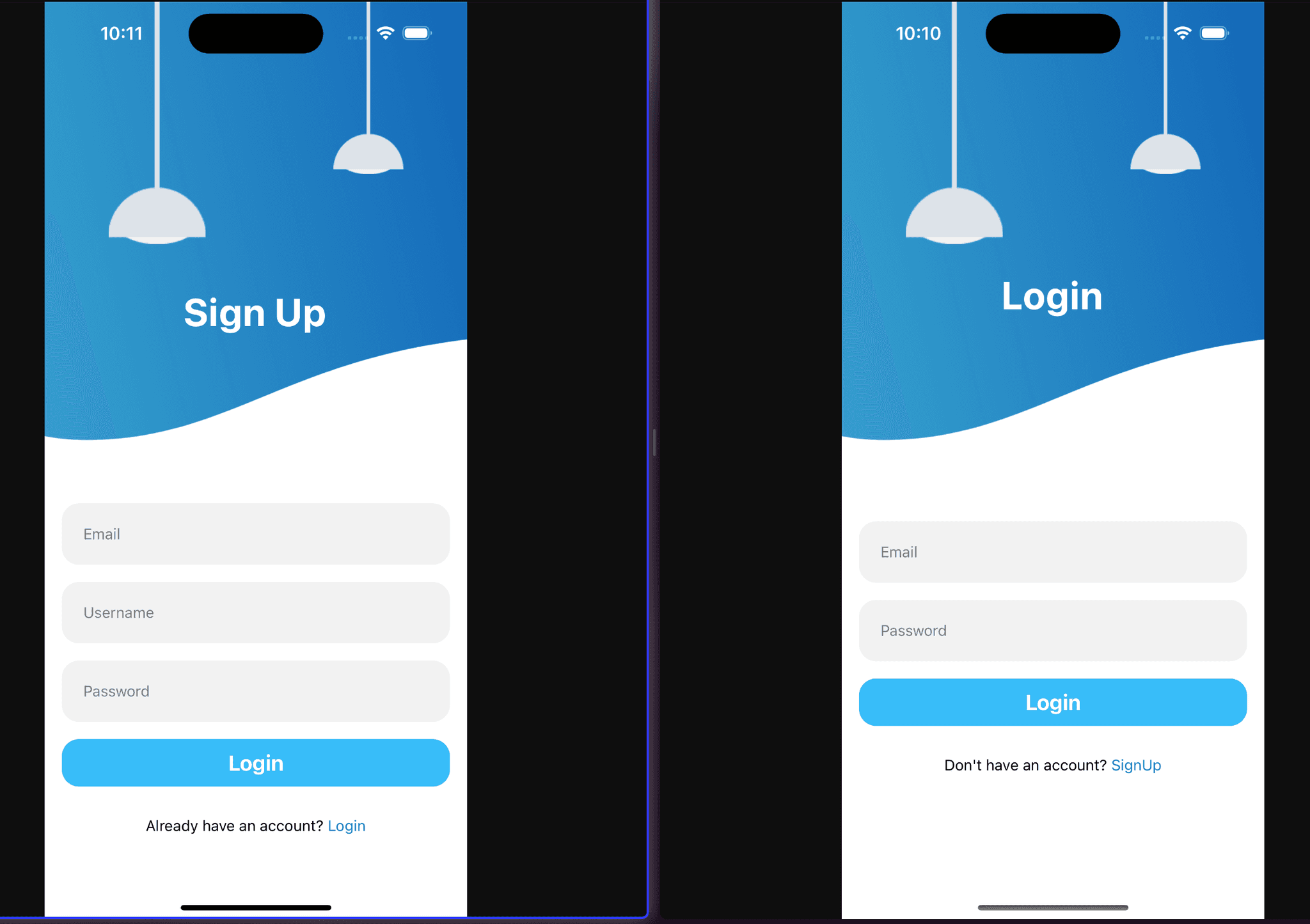 Simple Login and Signup Page UI