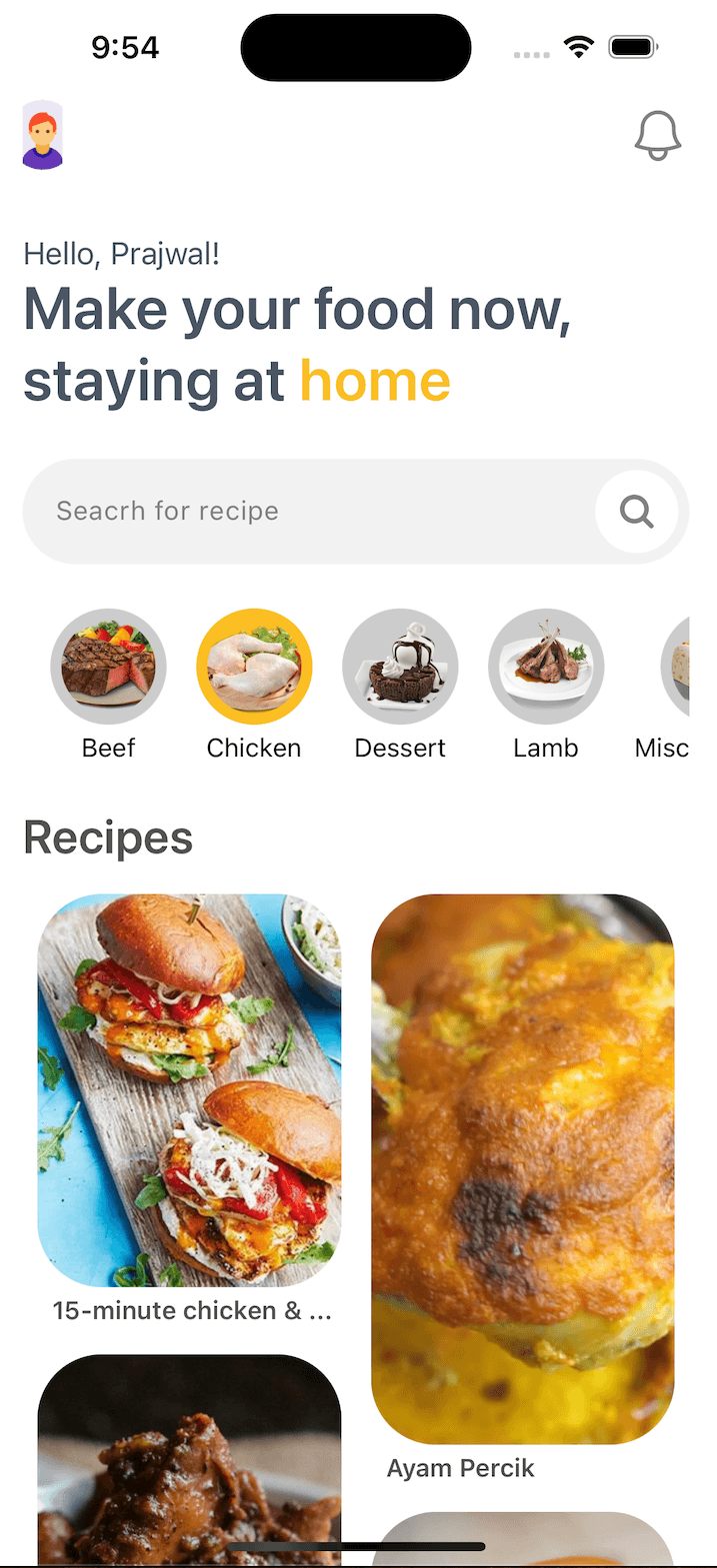 Recipe App with React Native